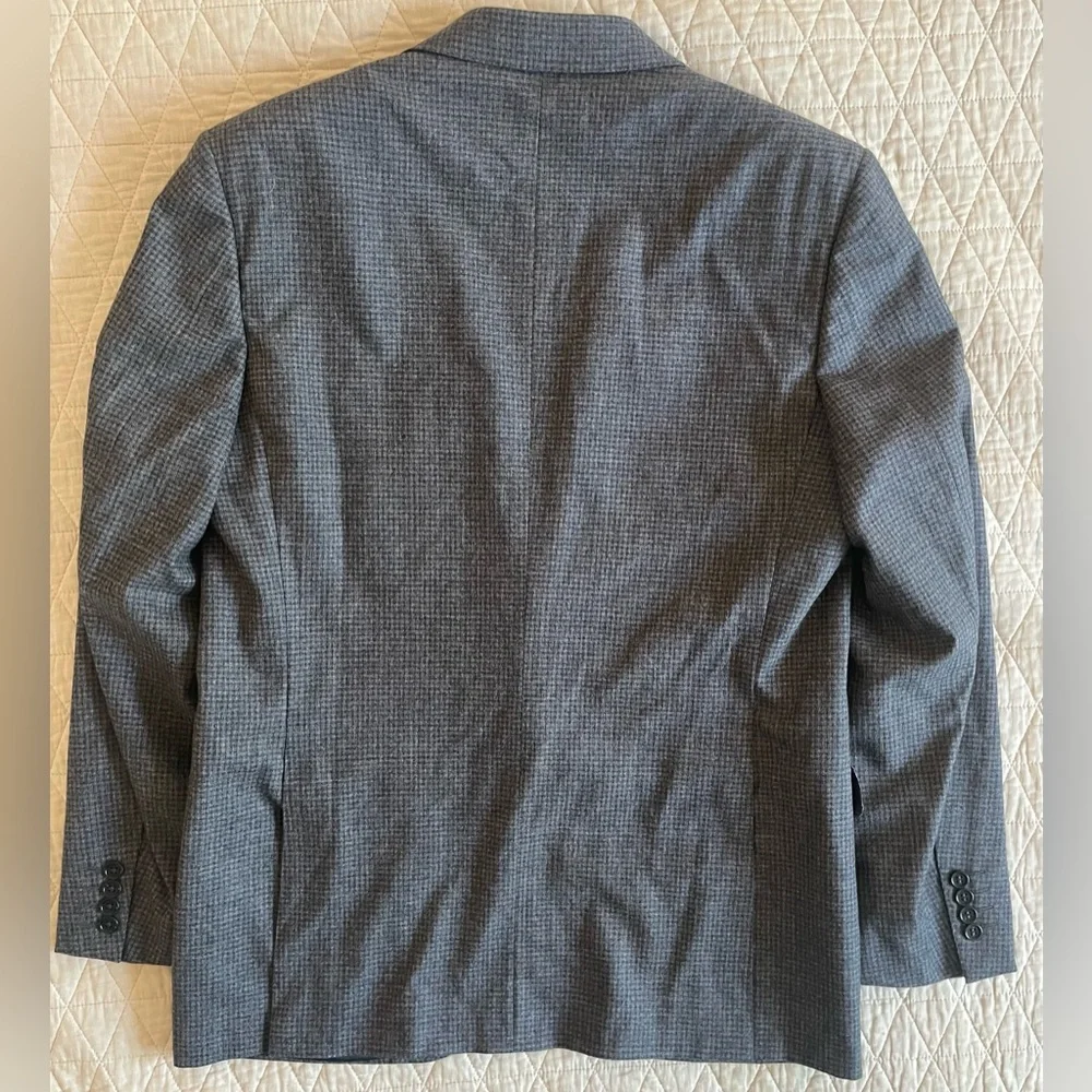 CANALI Made‎ in Italy Crosshatch Check Stretch Wool Jacket in Grays 40 R $1895